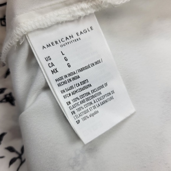 American Eagle Womens Smocked Dress Size Large Puff Sleeve Cottage Birds NWOT - Picture 16 of 16